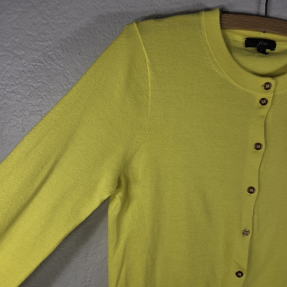 J. Crew Yellow Cardigan Sweater Size S Long Sleeve Button Up Crew Neck Cotton - Picture 7 of 15
